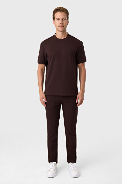 Back And Bond Regular fit knitted coffee jogger pants