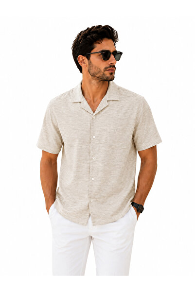 Bravis collection Dar Kalıp Slimfit Kısakol Apaş Yaka Yazlık Erkek Gömlek