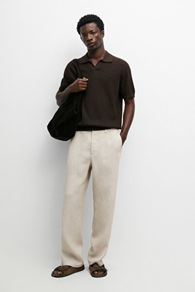 Massimo Dutti Elastik belli %100 keten pantolon