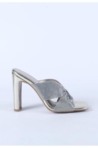 Hayati Arman Women's Stone Detailed High Heeled Evening Dress Slippers Shoes ...