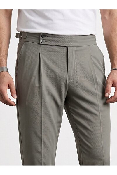 BASEL.CO Old Money Fabric Trousers with Adjustable Waist Detail