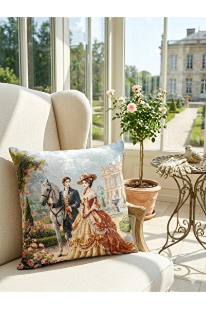 Believe White Horse Wedding Jacquard Woven Tapenstry Decorative Kirlent 45*45