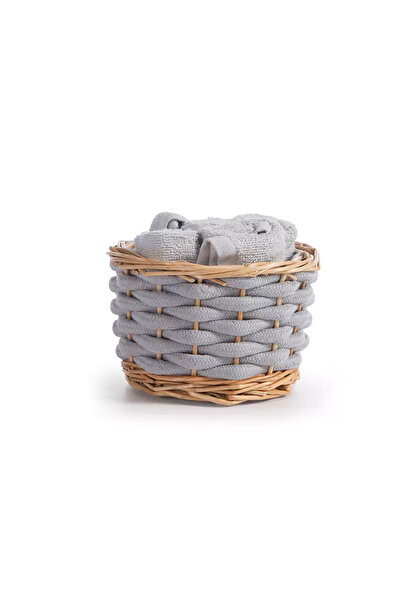 Nef Nef Homeware Σετ 5 πετσετών χεριών σε καλάθι Borra - 110 - Γκρι