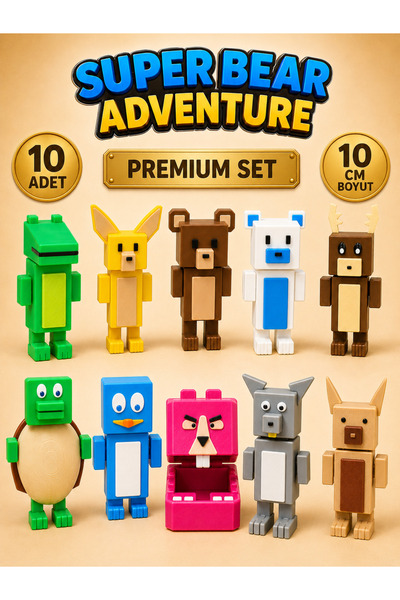 GiginGo Super Bear Adventure Premium Set - 10 Adet Super Bear Karakteri & Oyn...