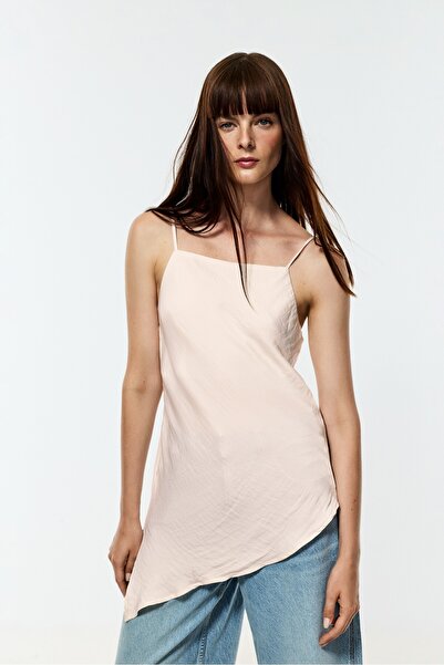 LEFTIES Asimetrik saten top
