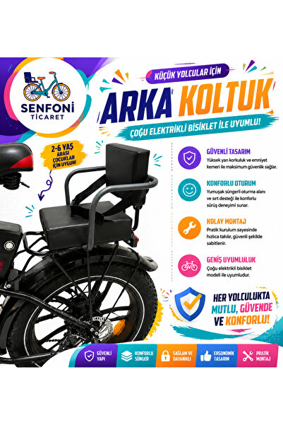 OLA Elektrikli Bisiklet Yan Korumalı Çocuk Koltuğu, Emniyet Kemerli Deri Arka Bisiklet Koltuğu, Sele