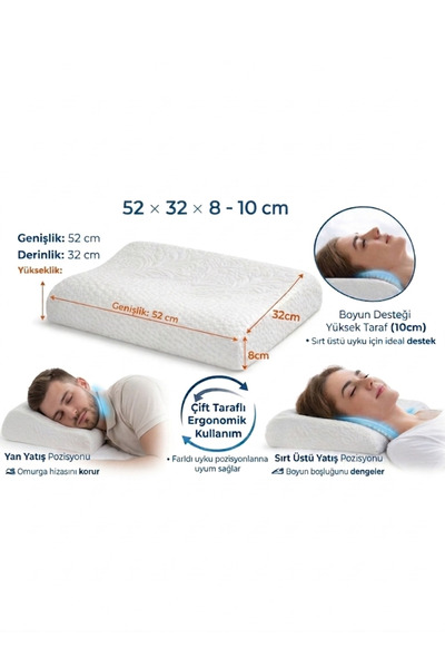 KdrElektronik Medium Size Orthopedic Visco Pillow Cushion – Neck Support, Pre...