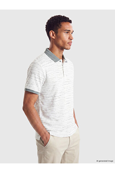 LC Waikiki Vizyon New Season Polo Collar Patterned Men's T-Shirt