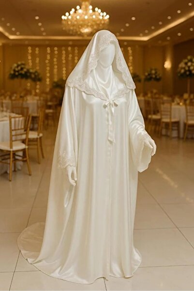 BH Bridal abaya with lace bodice and hat