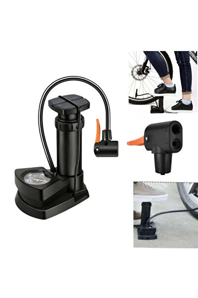 Zenorius Pompă Aer de Picior 25x12x9cm, cu Manometru Integrat și Furtun Flexi...