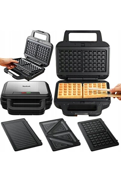TEFAL Aparat UltraCompact 3-în-1 pentru sandvișuri, vafe și panini, 700W