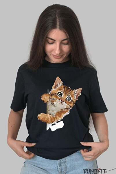 GILDAN Tricou Cu Pisica Simpatica Portocalie