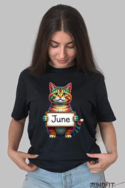 GILDAN June Multicolor Cat T-Shirt