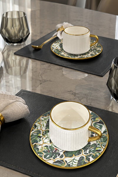 N Concept Verde Luxe 24K Gold Plated 2-Piece Premium Coffee Cup Set
