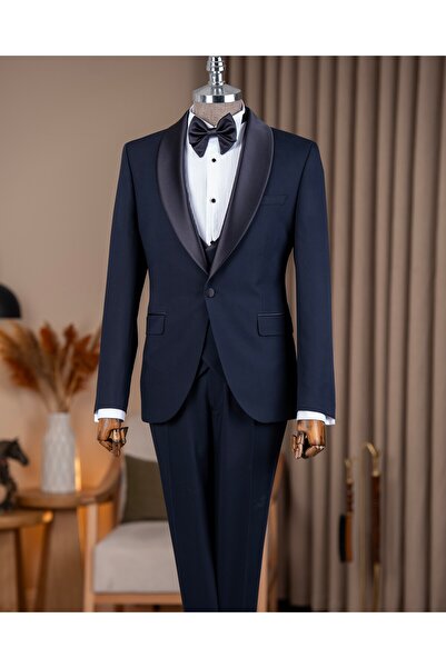 TerziAdemAltun İtalyan stil slim fit erkek şal yaka ceket yelek pantolon dama...