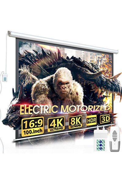 Generic 100'' Electric Projection Screen, Motorized Pull Down Projector Scree...