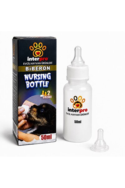 Inter pro Yavru Kedi Köpek Biberon Yedek Emzikli 50 ML Kedi Biberonu