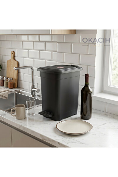 okacih Plastik Pedallı Çöp Kovası 8 Lt - Tezgâh Altı ve Banyo İçin İç Kovalı Çöp Kutusu