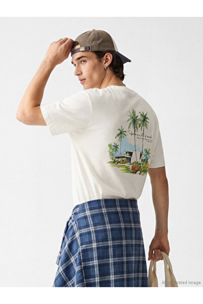 LC Waikiki Ανδρικό T-shirt με στρογγυλή λαιμόκοψη, εμπριμέ, σε άνετη γραμμή