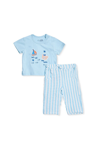 ebebek Hello Baby HelloBaby Erkek Bebek Tişört-Alt Marin Baskılı Bağcıklı Bis...