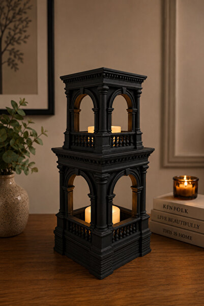 nyxon3D Dekoratif LED Mumluk Fener – Klasik Mimari Tasarımlı Şamdan | Ev, Sal...