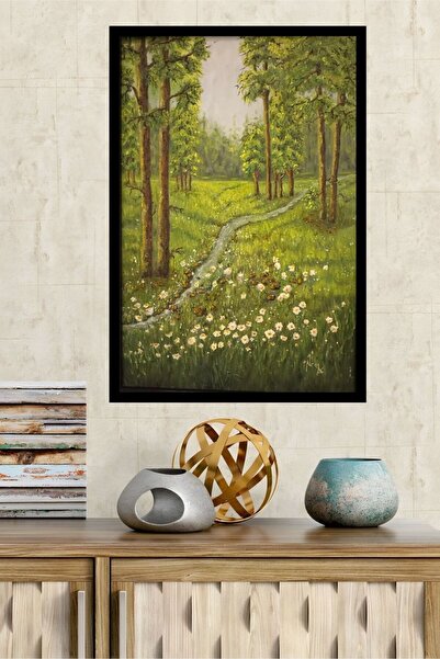 %100 EL YAPIMI TUVAL ÜZERİ YAĞLI BOYA TABLO 43X63 “DOĞANIN YEŞİLİ”