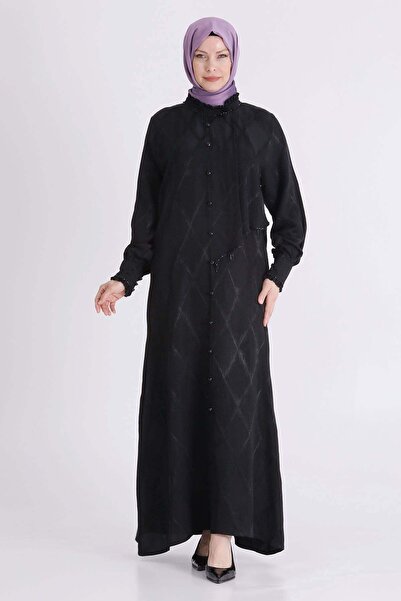 ottoman wear Büyük Beden Tesettür Abiye Elbise Siyah OTW50029
