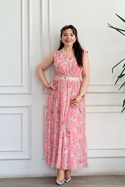 yb yağmur butik Rochie cu decolteu în talie și model cu lanțuri