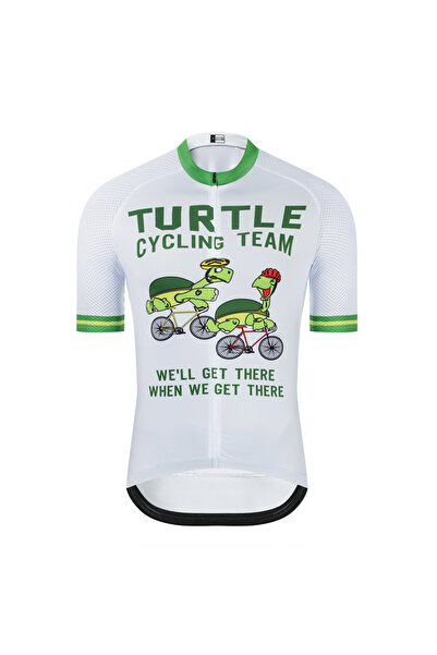 Choice17 L 2 Cartoon Pattern Turtle Print Cycling Jersey Adult Men's Short Sl...