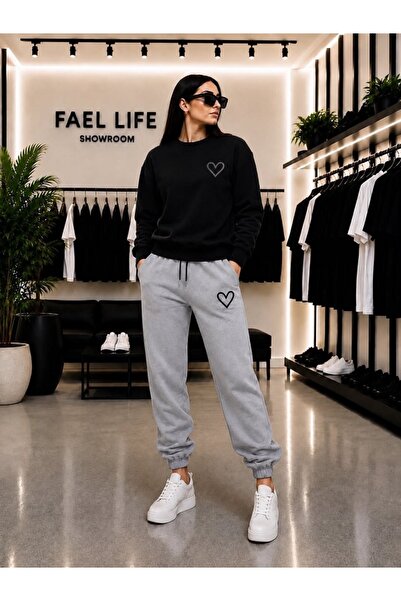 FAEL LİFE SET UNISEX CU GULER ROTUND ȘI PANTALONI DE TRENING CU IMPRIMARE MIN...