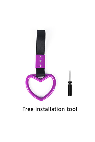 Choice7 AX-purple JDM Train Bus Handle Hand Strap 1pcs Tsurikawa Ring Heart S...