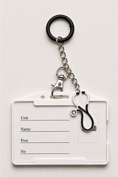 excarpin Steteskop Figured Modern Spring Ring Chain White Card Holder Stylish...