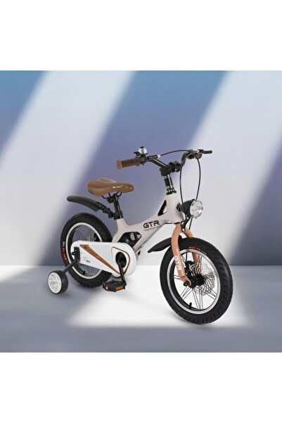 byox Bicicleta copii 3-5 ani GTR Beige 14 inch, cadru magneziu, frane disc, r...