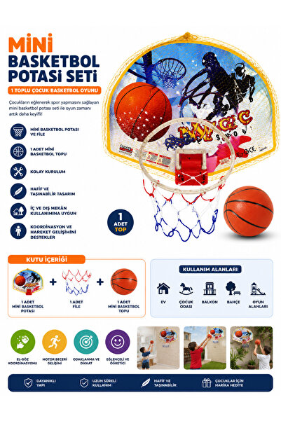 DoruCO Mini Basketbol Potası Seti – 1 Toplu Çocuk Basketbol Oyunu