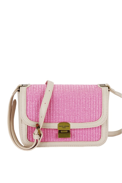 David Jones Geantă crossbody roz deschis cu model împletit CM7497 15