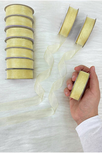 ZEYMERADE Krem Tül Kurdele, 2 cm 22 mt Organze, Hediye, Paketleme, Süsleme, N...