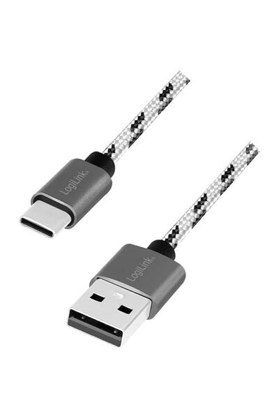 LogiLink Set de cabluri USB 2.0 la USB-C împletite pentru încărcare/date, 0,5...