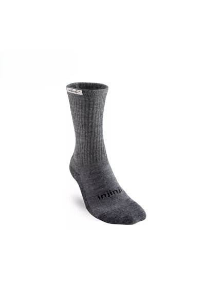 injinji جوارب نسائية من نوع HIKER CREW NUWOOL - رمادي غامق - مقاس M/L