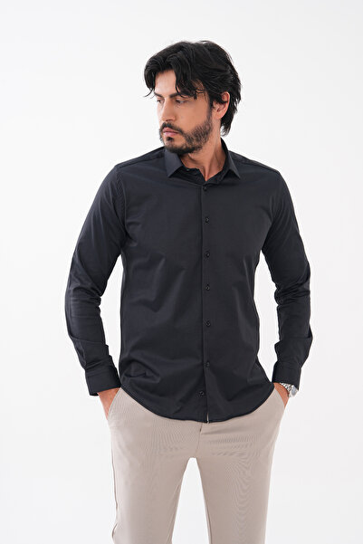 GustmanModa Black Classic Collar Shirt