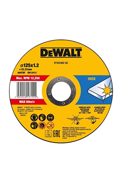 Dewalt DT42340Z Disc de tăiere din oțel inoxidabil, 125x22.23x1.2mm