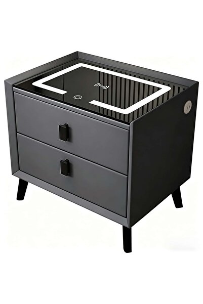 HI-FINE Smart Nightstand with LED Light, Wireless Charging & USB Ports, 2 Dra...