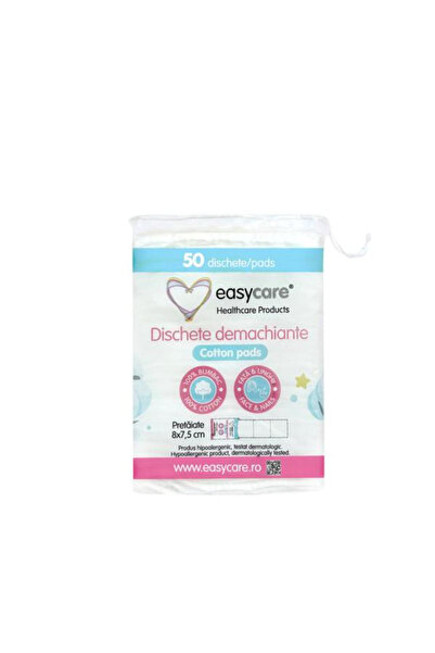 easycare Dischete Demachiante Patrate Pretaiate - Cotton Pads, 100% Bumbac, 8...