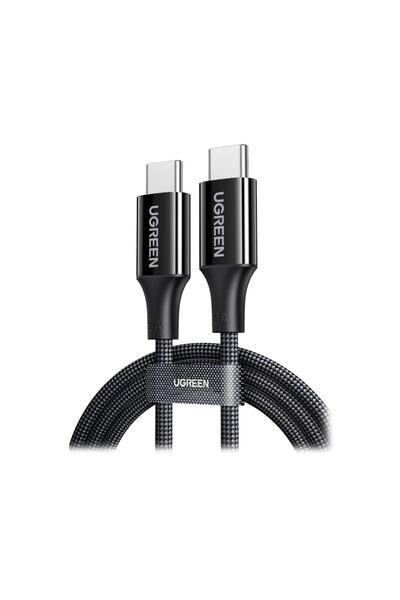 Ugreen USB-C 100W 5A QC PD Örgülü Hızlı Şarj Kablosu 1 Metre - Siyah