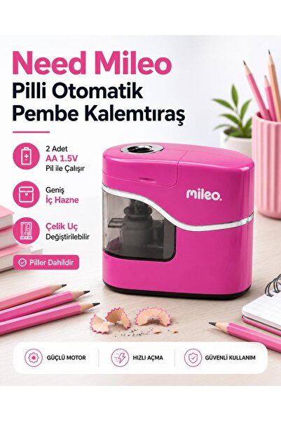 Need Mileo Pilli Otomatik Pembe Kalemtraş