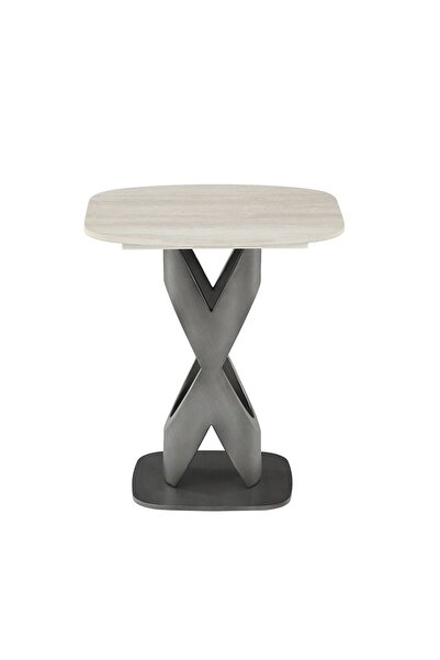 Danube Home Richfield Stone Top End Table |End Table | L50xW50xH55cm-Beige/Si...
