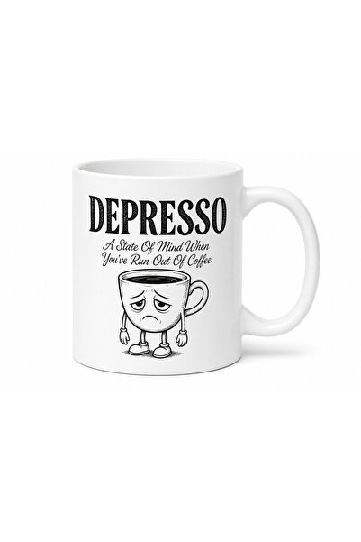 Tupya Gift Depresso When the Coffee Runs Out Mood English Themed Funny Printe...