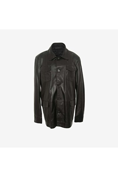 MOCASSINI قميص رجالي بياقة وأربعة جيوب وأزرار معطف جلد سفاري O-2207