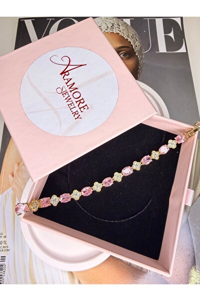 Aramore PEMBE KUVARS TAŞLI ÇELİK BİLEKLİK