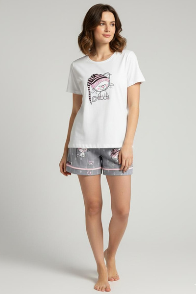 İPEKTENİM Sevimli Tavşan Desenli Kısa Kol Şort Pijama Takımı