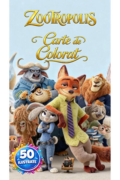 Disney Carte De Colorat Zootropolis 50 Ilustrate A4 Coperti Carton Laminat